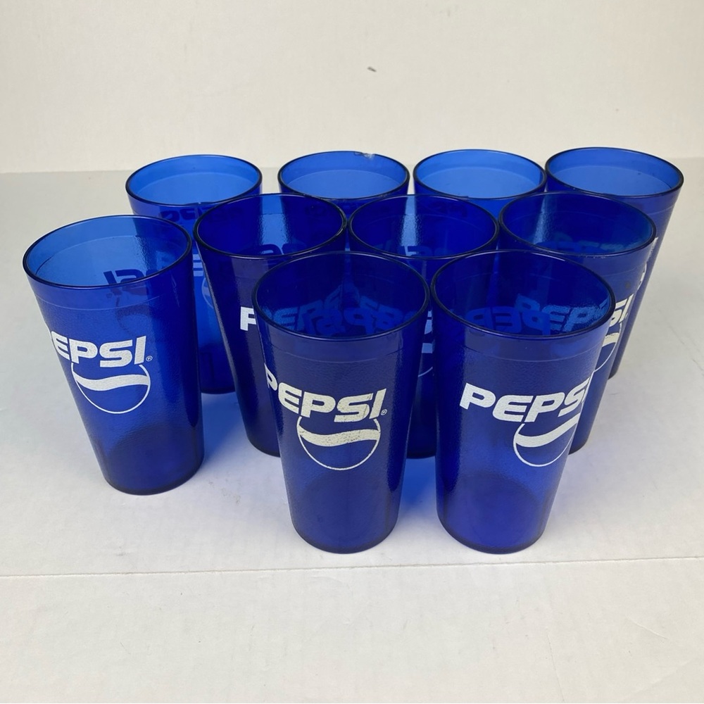 Vintage Pepsi Restaurant Cups Carlisle 5216 Tumblers Blue Logo Lot of 10 Retro